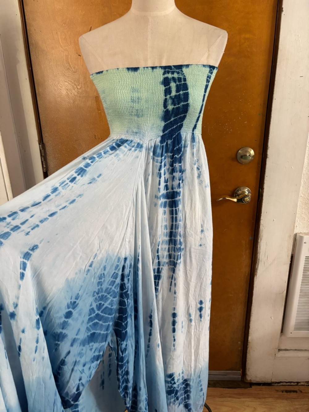 Smocked sundress. Tie dye maxi dress - Picture 3 of 6